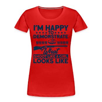 Tontaubenschießen Fallen Schießen Tontaubenschieße - Frauen Premium Bio T-Shirt - Rot - Vorne - Mia (176cm)