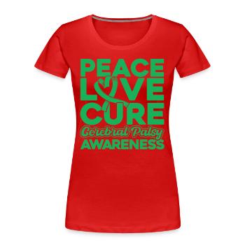 Cerebral Palsy Consciousness Green Loop Zereb - Women's Premium Organic T-Shirt - red - Front - Mia (176cm)
