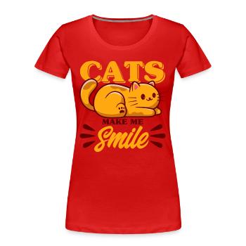 Chats amoureux chats parents chats dictons - T-shirt bio Premium Femme - rouge - Devant - Mia (176cm)