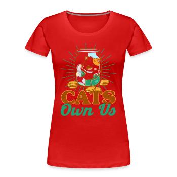 Cat Sayings Cat Cat Lover Gift - Women's Premium Organic T-Shirt - red - Front - Mia (176cm)