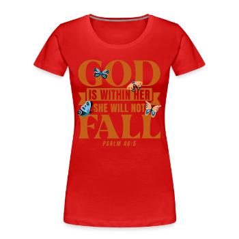 Bible Verse Inspirational Jesus God Gift - Women's Premium Organic T-Shirt - red - Front - Mia (176cm)
