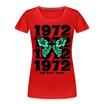 Groovy und Vintage 1972 50-jähriges Jubiläum - Frauen Premium Bio T-Shirt - Rot - Vorne - Mia (176cm)