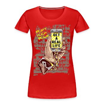 Téléphone portable Smartphone - T-shirt bio Premium Femme - rouge - Devant - Mia (176cm)