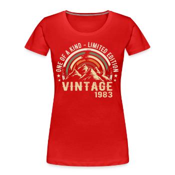 Né en 1983 Vintage 1983 Anniversaire Rétro 1983 - T-shirt bio Premium Femme - rouge - Devant - Mia (176cm)