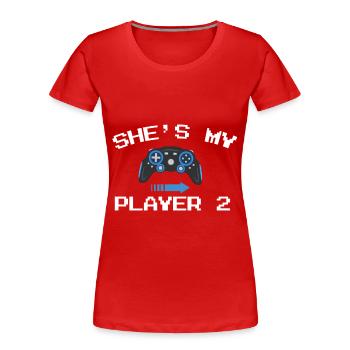 Paar - Frauen Premium Bio T-Shirt - Rot - Vorne - Mia (176cm)