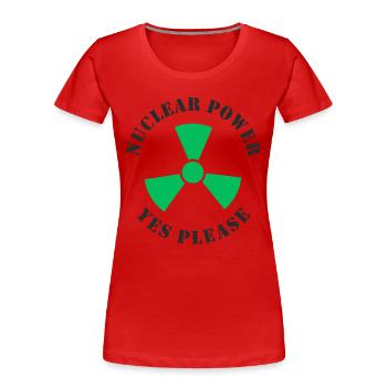 Atomkraft, Ja bitte, Kernenergie - Frauen Premium Bio T-Shirt - Rot - Vorne - Mia (176cm)