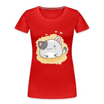 Cute cat kitten kawaii - Women's Premium Organic T-Shirt - red - Front - Mia (176cm)