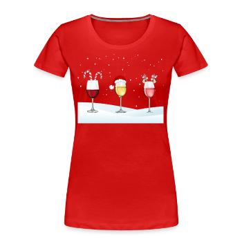 Weihnachten oder auch Weinachten, Weinliebhaber - Frauen Premium Bio T-Shirt - Rot - Vorne - Mia (176cm)