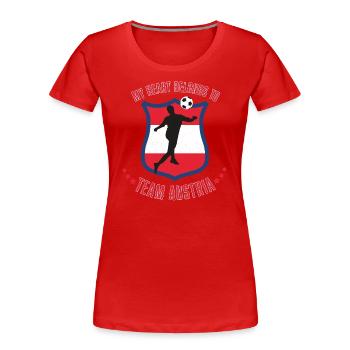 Équipe de football d’Autriche - T-shirt bio Premium Femme - rouge - Devant - Mia (176cm)