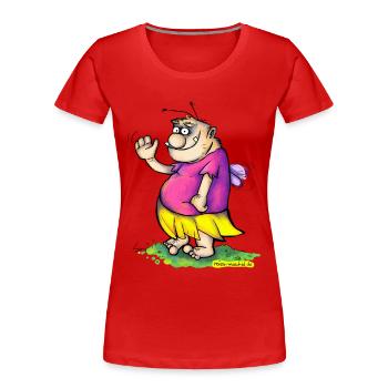 Le Pummelfee agitant - T-shirt bio Premium Femme - rouge - Devant - Mia (176cm)