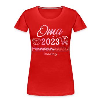 Grand-mère 2023 charge de la progéniture grossesse - T-shirt bio Premium Femme - rouge - Devant - Mia (176cm)
