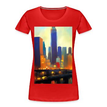New York City Skyline - Women's Premium Organic T-Shirt - red - Front - Mia (176cm)