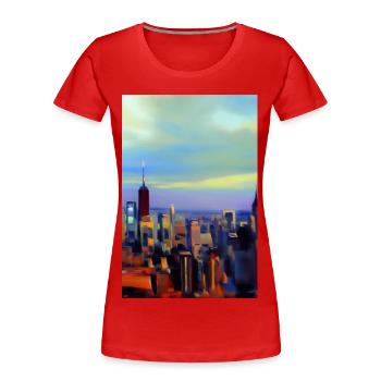 New York City Skyline - Women's Premium Organic T-Shirt - red - Front - Mia (176cm)