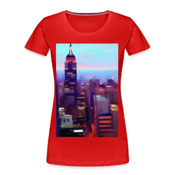 New York City Skyline - Women's Premium Organic T-Shirt - red - Front - Mia (176cm)