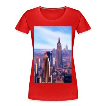 New York City Skyline - Women's Premium Organic T-Shirt - red - Front - Mia (176cm)