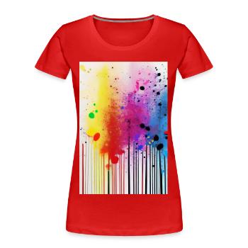 Farbspritzer und Linien - Frauen Premium Bio T-Shirt - Rot - Vorne - Mia (176cm)