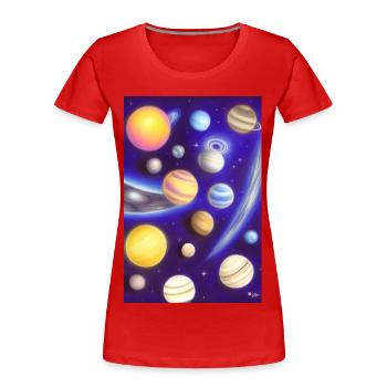 Weltall und Planeten - Frauen Premium Bio T-Shirt - Rot - Vorne - Mia (176cm)