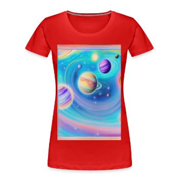 Weltall und Planeten - Frauen Premium Bio T-Shirt - Rot - Vorne - Mia (176cm)