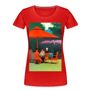 Outdoor Asian Cafe - Women's Premium Organic T-Shirt - red - Front - Mia (176cm)