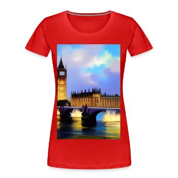 Bridges in London - Women's Premium Organic T-Shirt - red - Front - Mia (176cm)