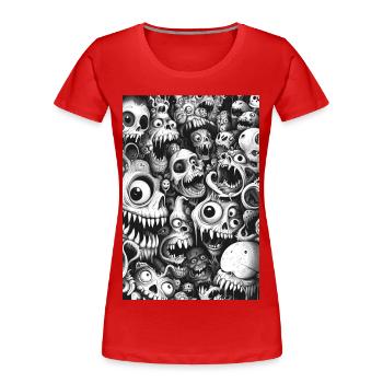 Skullwimmel Monster Horde - Women's Premium Organic T-Shirt - red - Front - Mia (176cm)