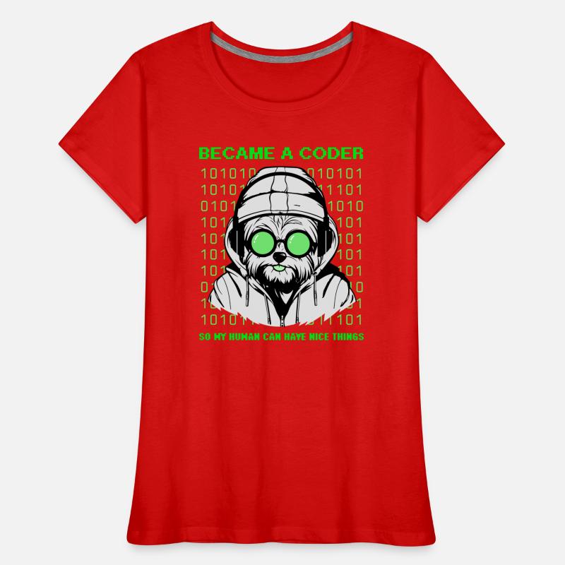 Devenu codeur – Hacker Dog Binary Look T-shirt bio Premium Femme