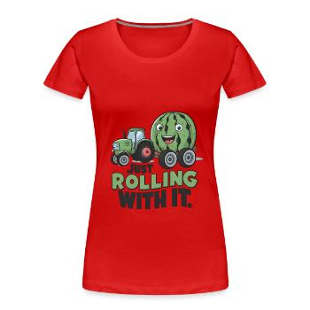 Just Rolling With It - Women's Premium Organic T-Shirt - red - Front - Mia (176cm)