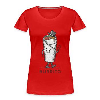Burrito Cartoon Design - Women's Premium Organic T-Shirt - red - Front - Mia (176cm)