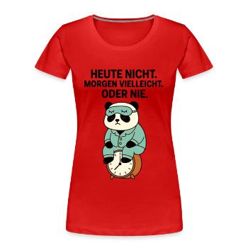 Panda en pyjama avec un réveil - T-shirt bio Premium Femme - rouge - Devant - Mia (176cm)