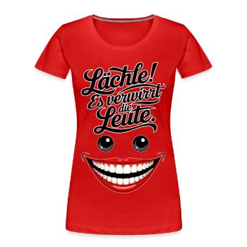 Immer lächeln - Frauen Premium Bio T-Shirt - Rot - Vorne - Mia (176cm)