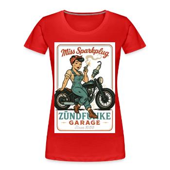 Miss Sparkplug – Zündfunke Garage Queen - Frauen Premium Bio T-Shirt - Rot - Vorne - Mia (176cm)