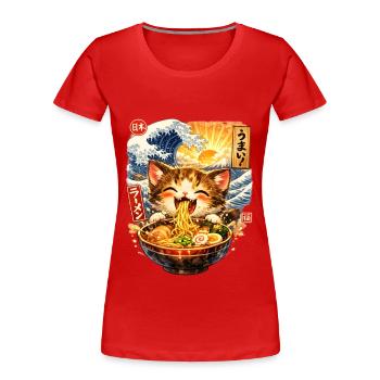 Ramen is Life Noodle Cat - Women's Premium Organic T-Shirt - red - Front - Mia (176cm)