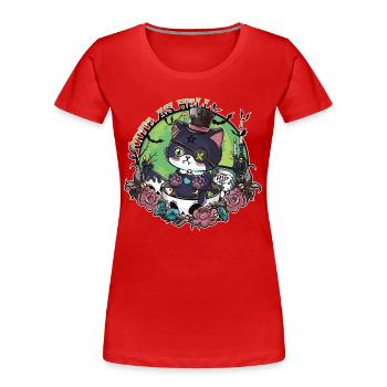 Das Erwachen von Catleman Jack - Frauen Premium Bio T-Shirt - Rot - Vorne - Mia (176cm)