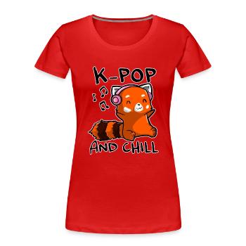 K Pop and Chill - K-Pop Fan Design - Women's Premium Organic T-Shirt - red - Front - Mia (176cm)