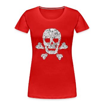Funny Cat Skull Crossbone Kitty Kitten Pirate Gift - Women's Premium Organic T-Shirt - red - Front - Mia (176cm)