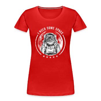 Chat astronaute lune chaton disant blague univers - T-shirt bio Premium Femme - rouge - Devant - Mia (176cm)