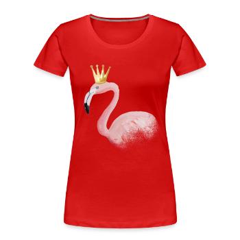 flamingo mit Krone - Frauen Premium Bio T-Shirt - Rot - Vorne - Mia (176cm)
