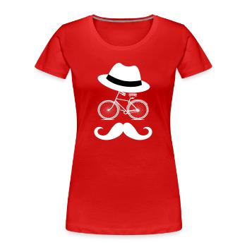 Hipster Bicycle with mustache and hat - Women's Premium Organic T-Shirt - red - Front - Mia (176cm)