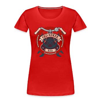 Old School Rider Shirt Retro Bicycle Shirt - Women's Premium Organic T-Shirt - red - Front - Mia (176cm)