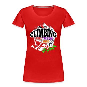 Escalade d'escalade - T-shirt bio Premium Femme - rouge - Devant - Mia (176cm)