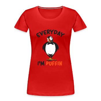 Papageientaucher - Frauen Premium Bio T-Shirt - Rot - Vorne - Mia (176cm)