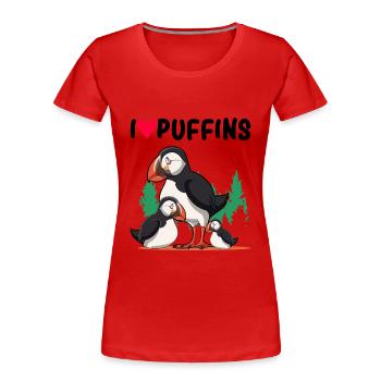 Papageientaucher - Frauen Premium Bio T-Shirt - Rot - Vorne - Mia (176cm)