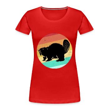 Beaver - Women's Premium Organic T-Shirt - red - Front - Mia (176cm)