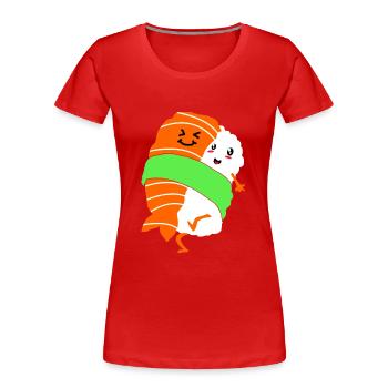 Sushi Go Riz Japon Tokyo Miso Nigiri Maki Udon - T-shirt bio Premium Femme - rouge - Devant - Mia (176cm)