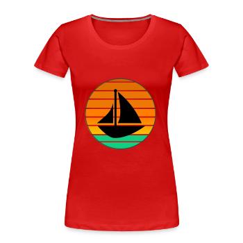 Sail boat in green - Segelboot im grünen - Frauen Premium Bio T-Shirt - Rot - Vorne - Mia (176cm)