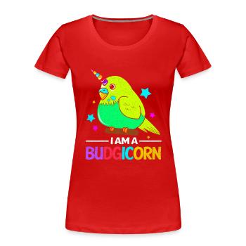 Budgie - Women's Premium Organic T-Shirt - red - Front - Mia (176cm)