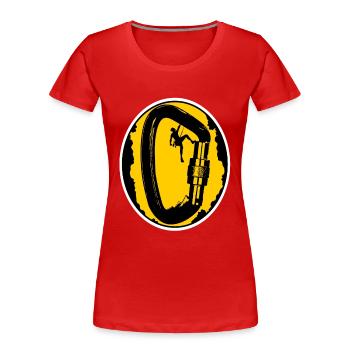 Climbing Climber Climbing Wall Mountain Rock Sport - Women's Premium Organic T-Shirt - red - Front - Mia (176cm)
