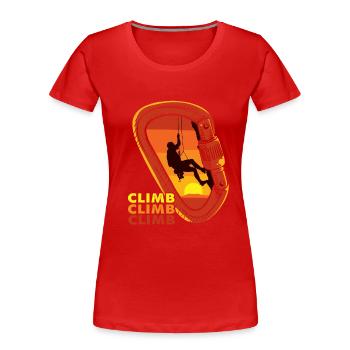 Climbing Climber Climbing Wall Mountain Rock Sport - Women's Premium Organic T-Shirt - red - Front - Mia (176cm)