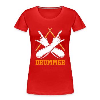 Schlagzeuger Drummer Musik Instrument Trommel Band - Frauen Premium Bio T-Shirt - Rot - Vorne - Mia (176cm)