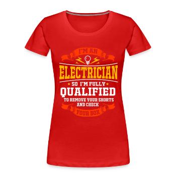 Électricien Électrotechnique Électronique Volt Watt - T-shirt bio Premium Femme - rouge - Devant - Mia (176cm)